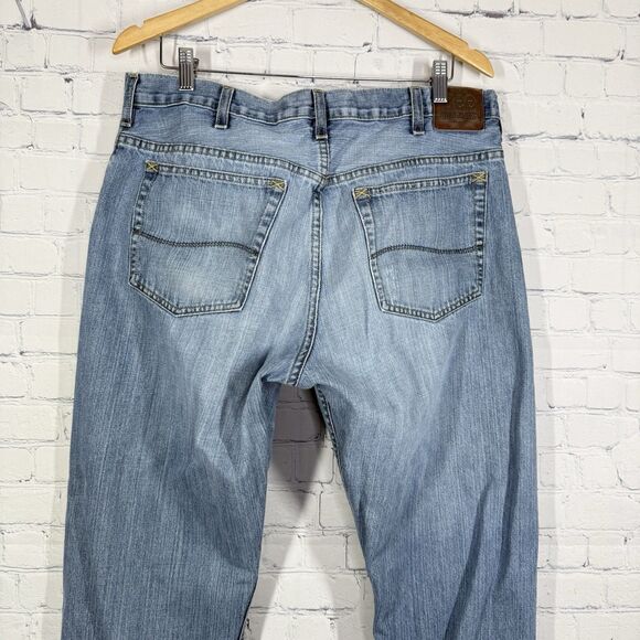 VTG 90’s Lee Dungarees Jeans Men Size 34 Relaxed Boot Cut Blue Denim Baggy Loose - Picture 11 of 15